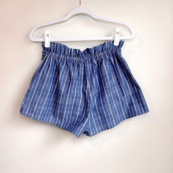 Love Tree High Waist Blue and White Stripe Paper Bag Shorts Size Medium NWOT - Picture 3 of 10